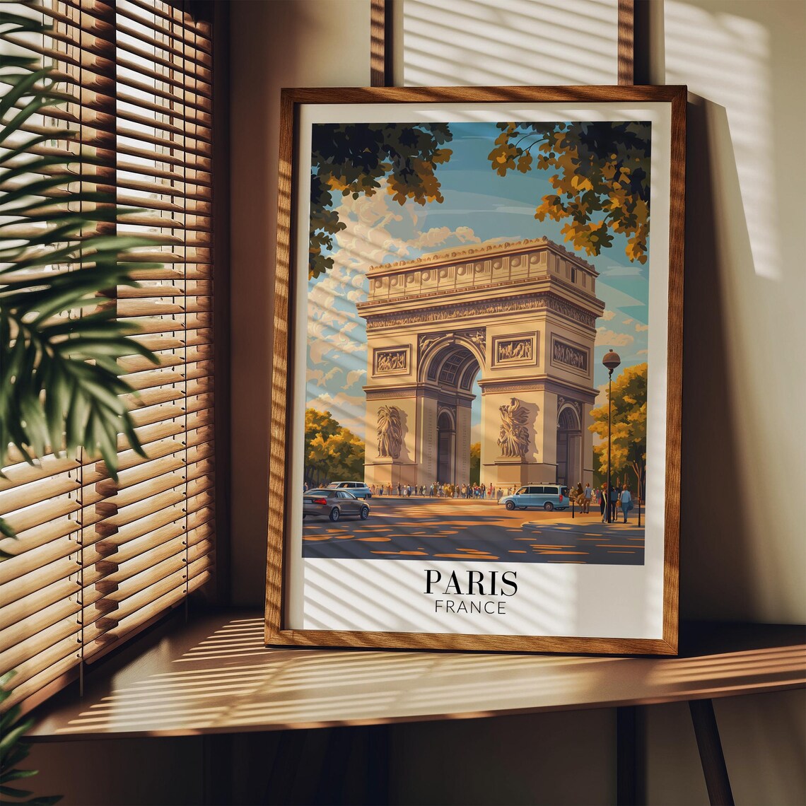 Paris Arc de Triomphe Golden Morning Autumn Trees Travel Poster - Image 3