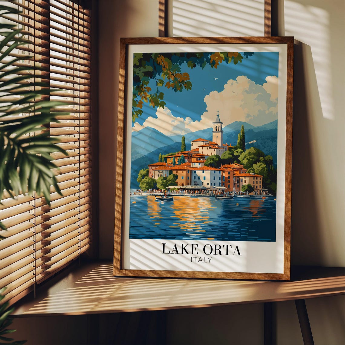 Lake Orta Sunset Boats on the Water Romantic Italy Art Poster - Image 3