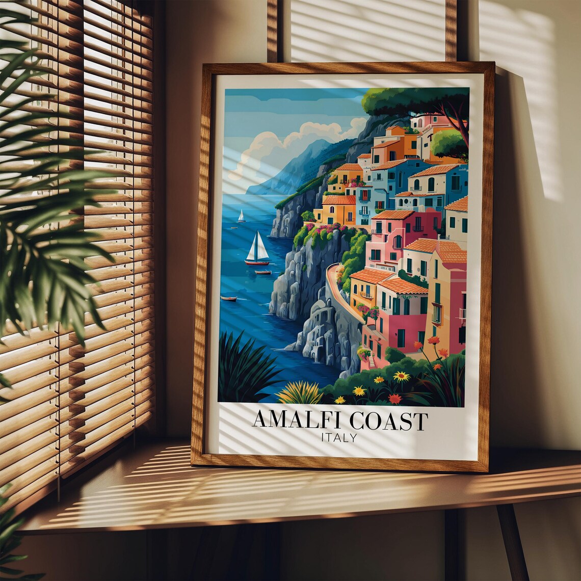 Amalfi Coast Cliffside Village Colorful Houses Sea View Travel Poster - Image 4