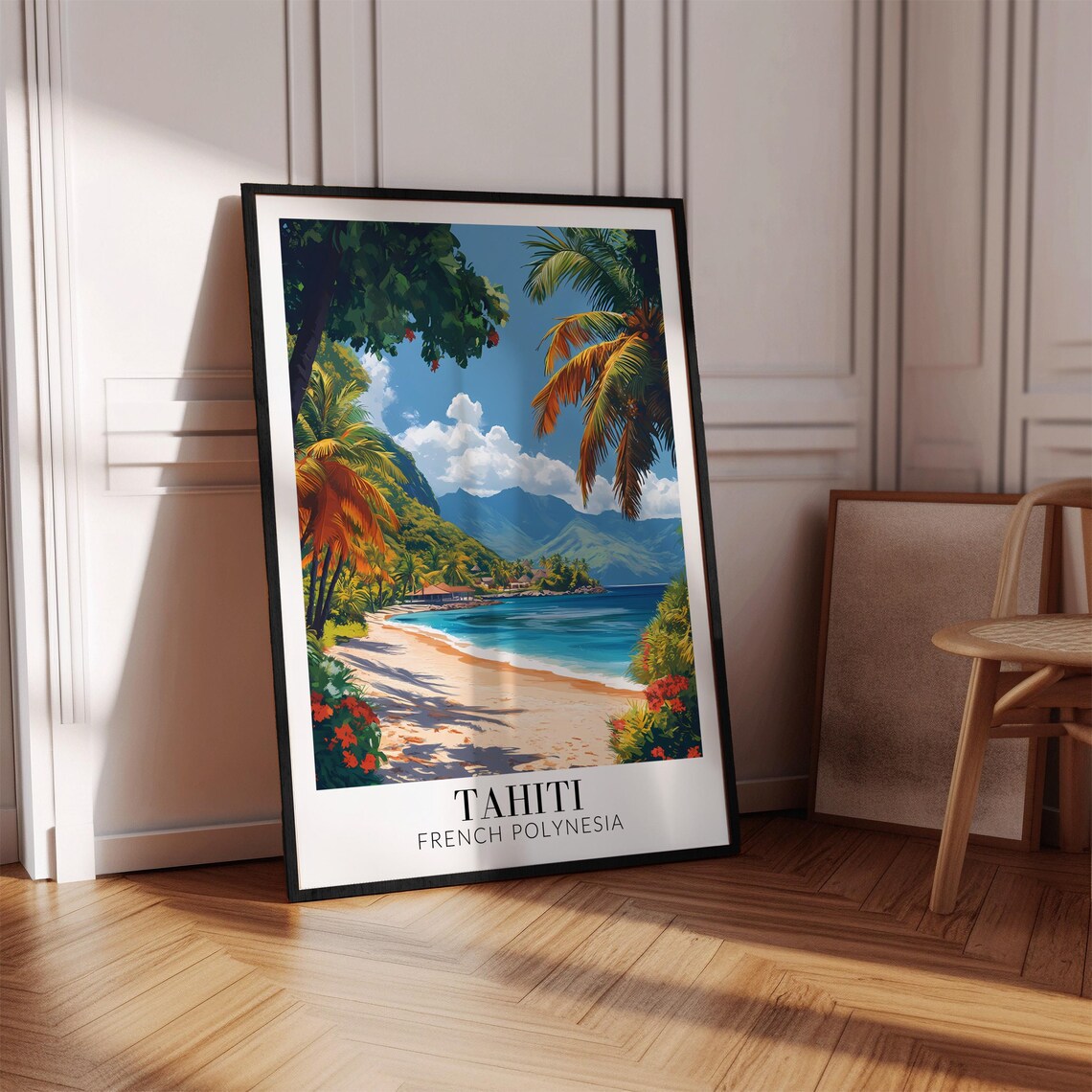 Tahiti French Polynesia Tropical Sandy Beach Palm Paradise Poster - Image 2