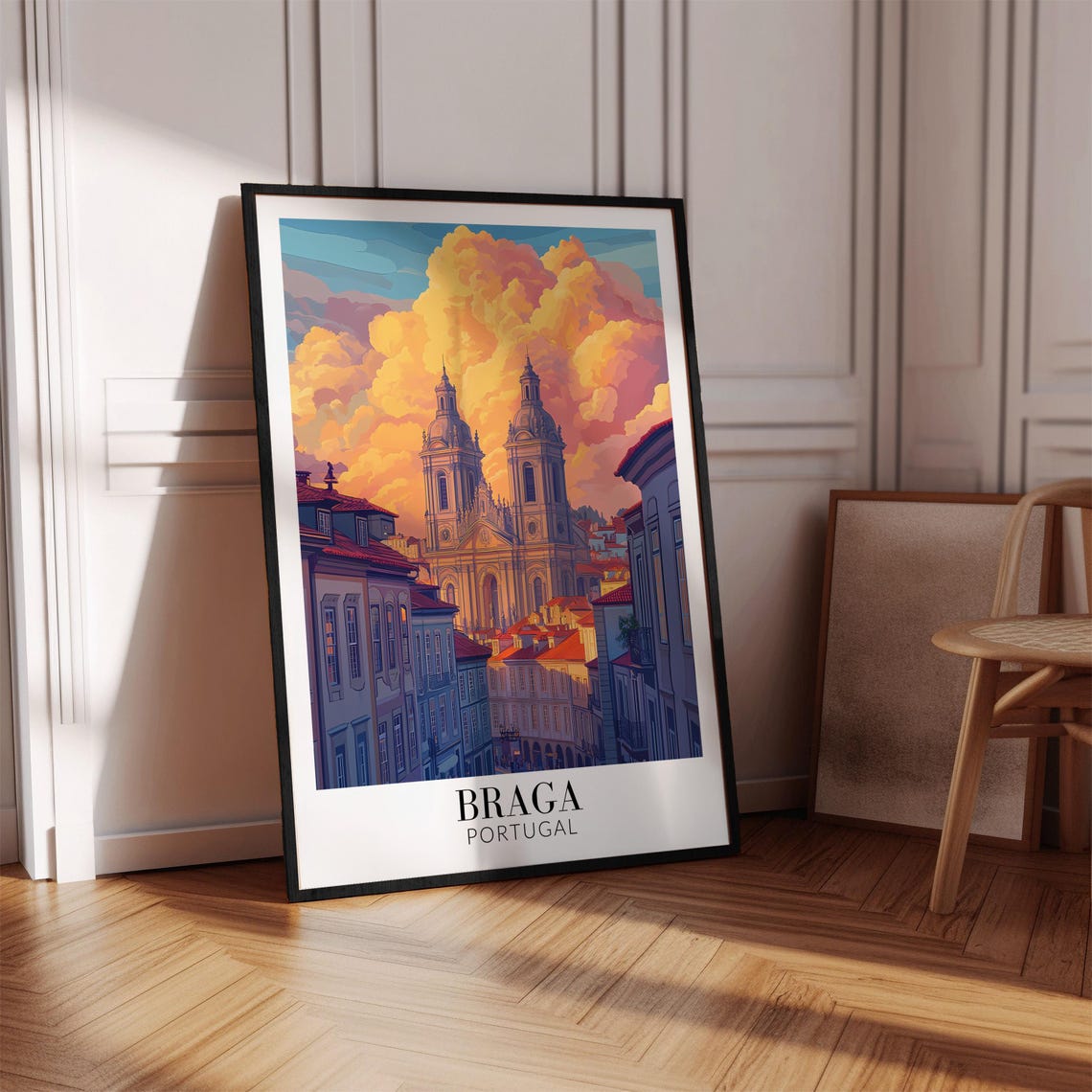 Braga Portugal Twin Tower Cathedral Sunset Old Town Street Poster - Image 4