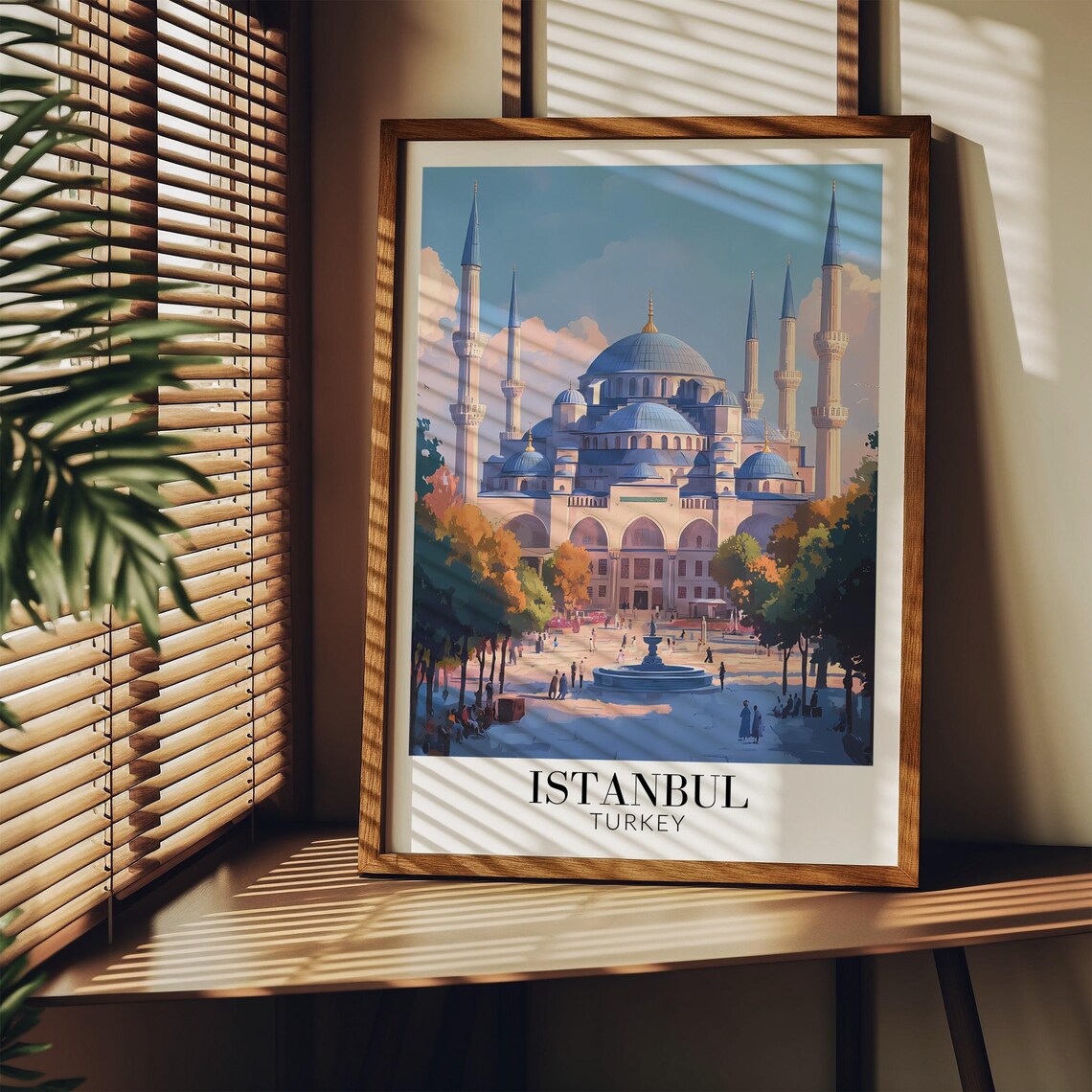 Istanbul Turkey Blue Mosque Grand Facade in Golden Light Travel Poster - Image 3