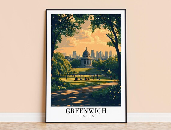 Greenwich Print London Travel Wall Art City Poster Framed Or Unframed Home Decor Wedding And Housewarming Gift Personalised