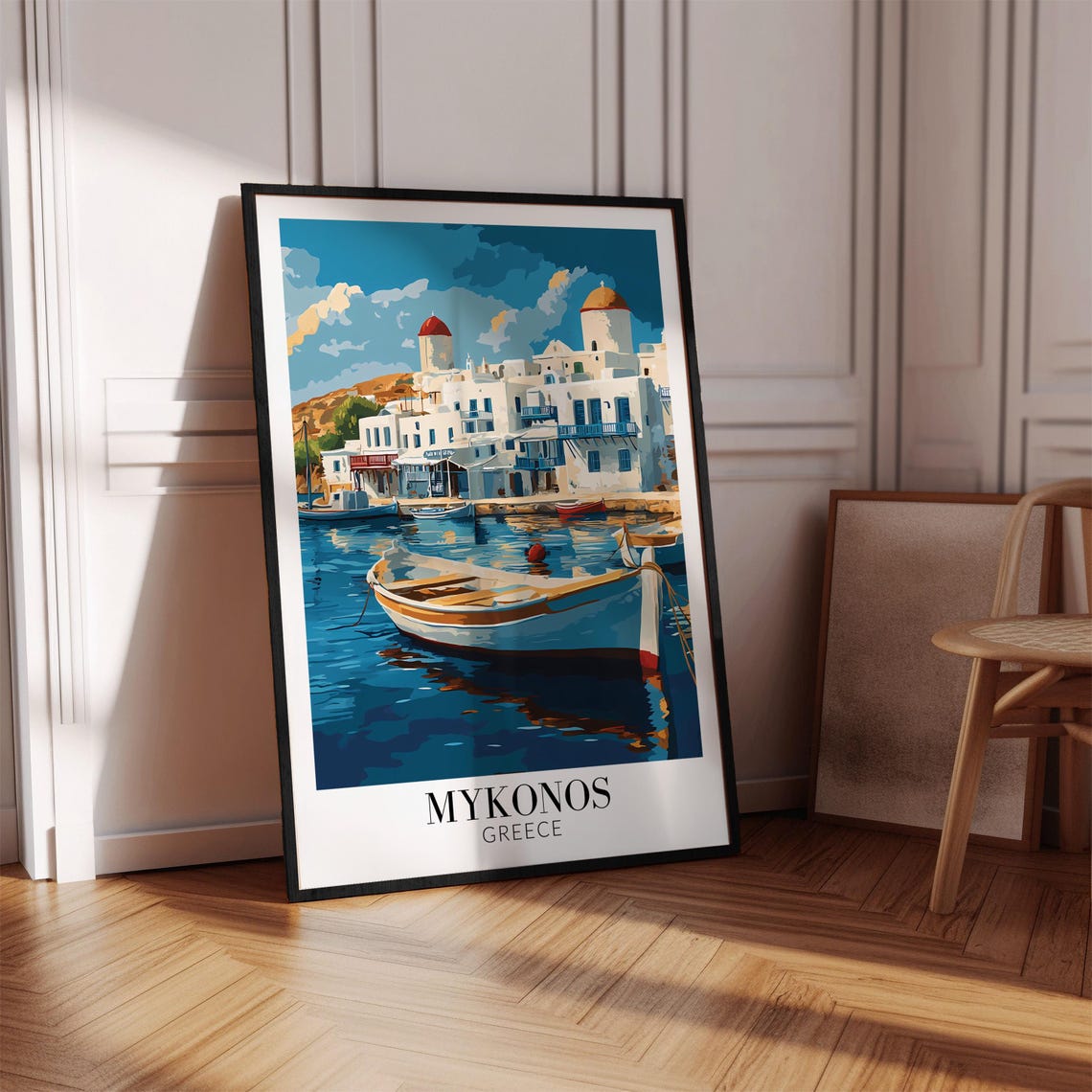 Mykonos Greece Harbor Boats and Whitewashed Waterfront Poster - Image 4