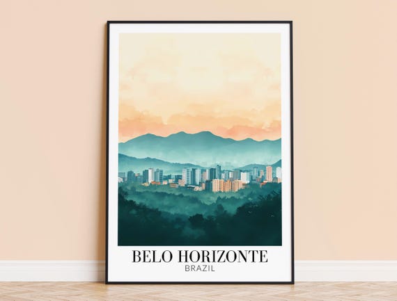 Belo Horizonte Print Brazil Travel Wall Art Poster Framed Or Unframed Home Decor Wedding Gift Personalised
