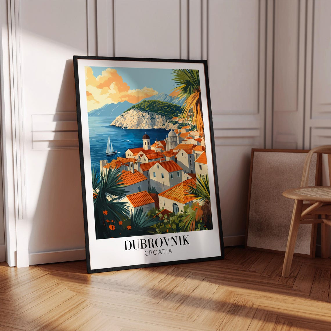 Dubrovnik Croatia Old Town Rooftops Harbor Island Travel Poster - Image 2