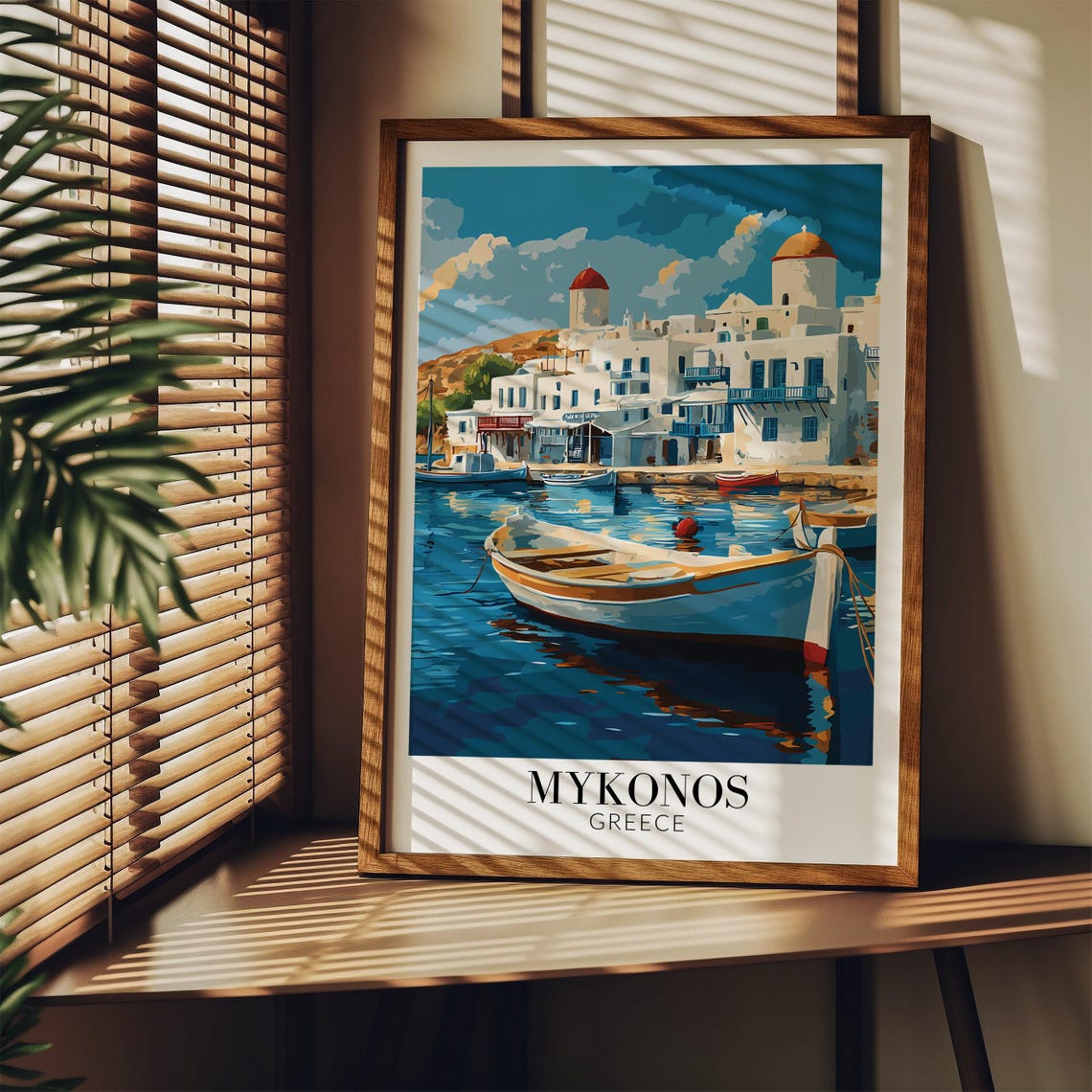 Mykonos Greece Harbor Boats and Whitewashed Waterfront Poster - Image 3