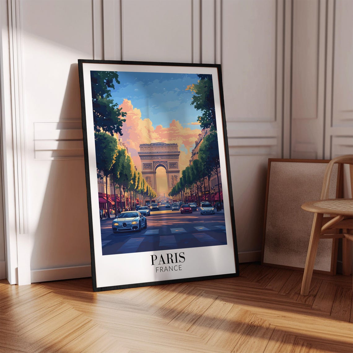 Paris France Arc de Triomphe Champs Elysees Sunset Travel Poster - Image 4