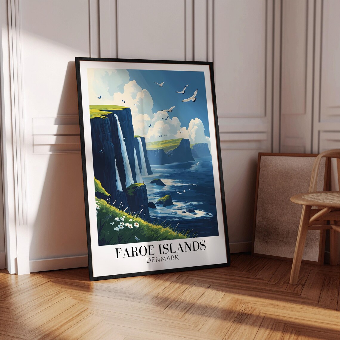 Faroe Islands Denmark Sea Cliffs Waterfalls Seabirds Travel Poster - Image 3