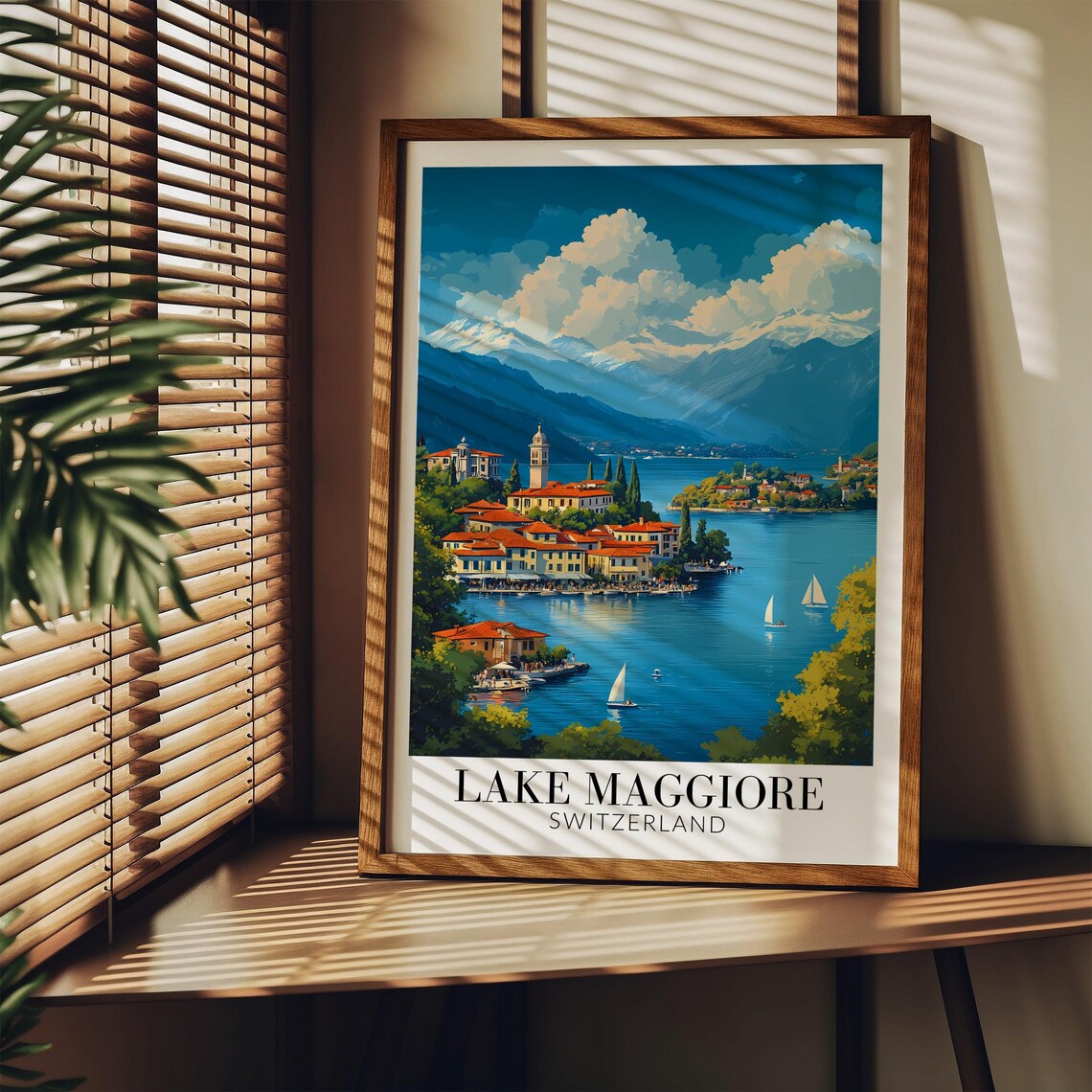 Lake Maggiore Sailboats Island View Switzerland Travel Poster - Image 3