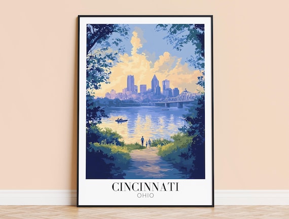 Cincinnati Print Usa Travel Wall Art City Poster Framed Or Unframed Home Decor Wedding And Housewarming Gift Personalised