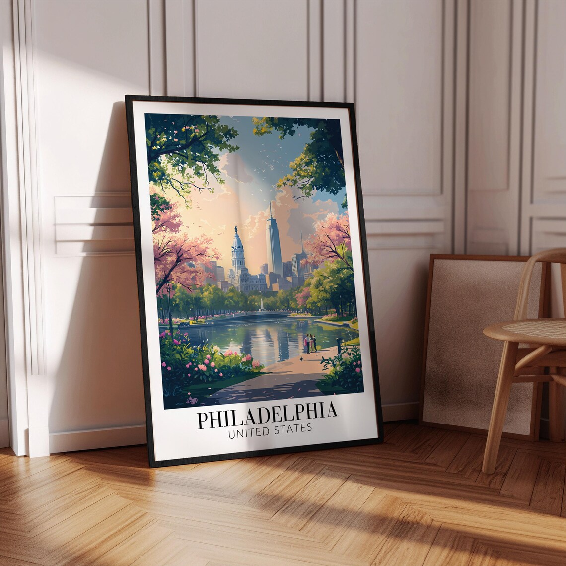 Philadelphia City Hall Cherry Blossom Park Lake Travel Poster - Image 4