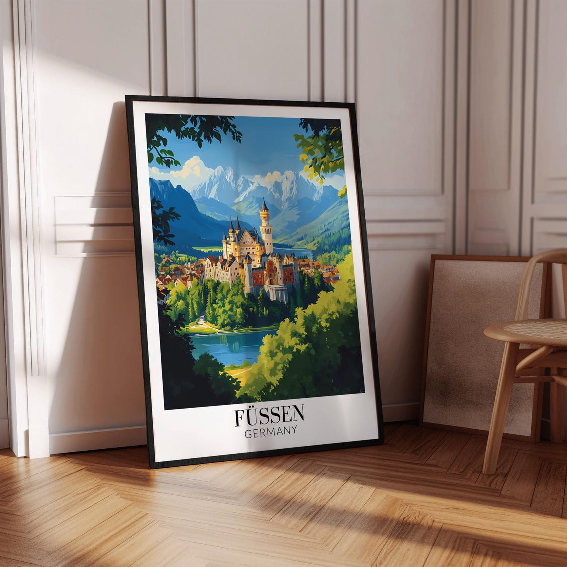 Fussen Germany Fairytale Castle Alpine Lake Vintage Travel Poster - Image 2