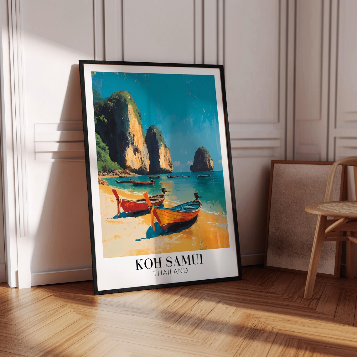 Koh Samui Thailand Longtail Boats and Limestone Karsts Poster - Image 4