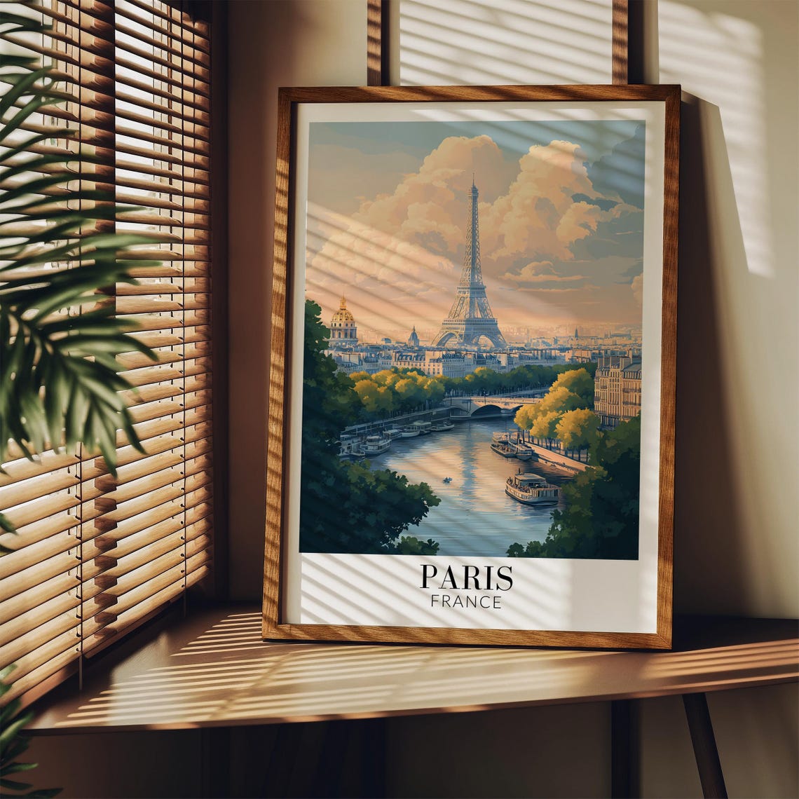 Paris Eiffel Tower Over the Seine and Les Invalides Art Poster - Image 3