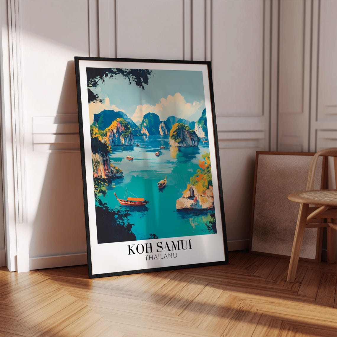 Koh Samui Thailand Emerald Lagoon Karst Islands Longtail Boats Poster - Image 4