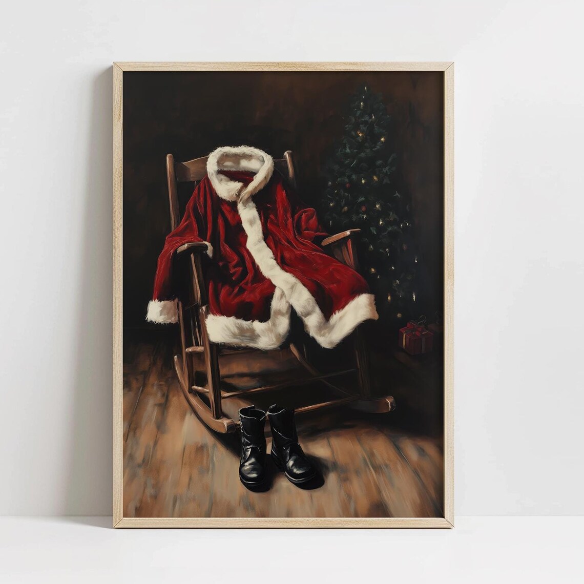 Vintage Moody Santa Claus Holiday Art Print
