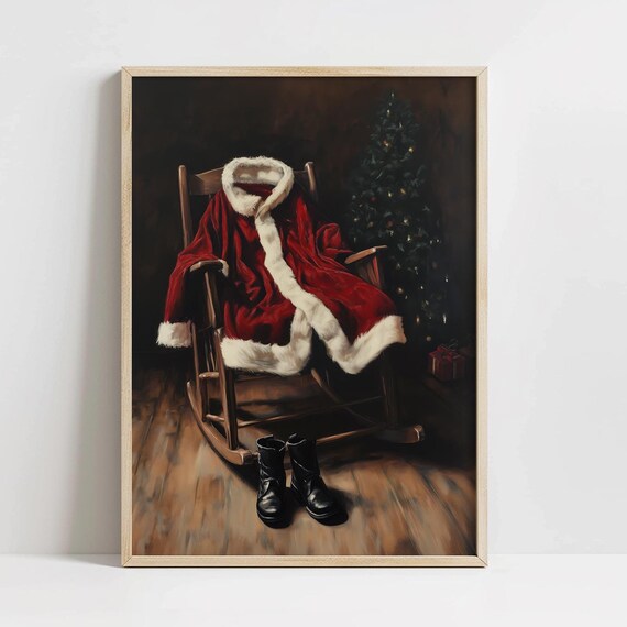 Vintage Moody Santa Claus Holiday Art Print