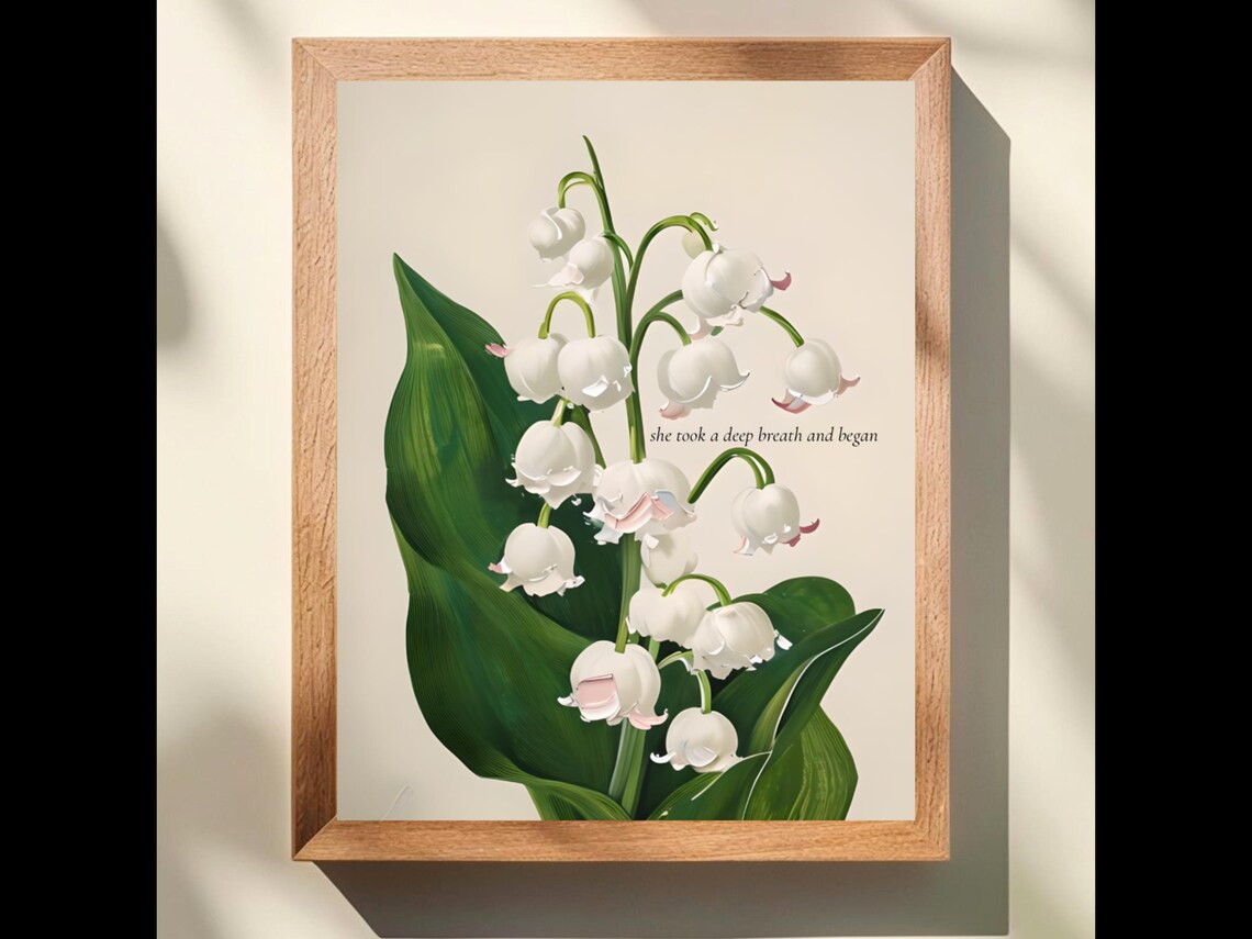White Lily Of The Valley Impasto Flower Deep Breath Quote Poster