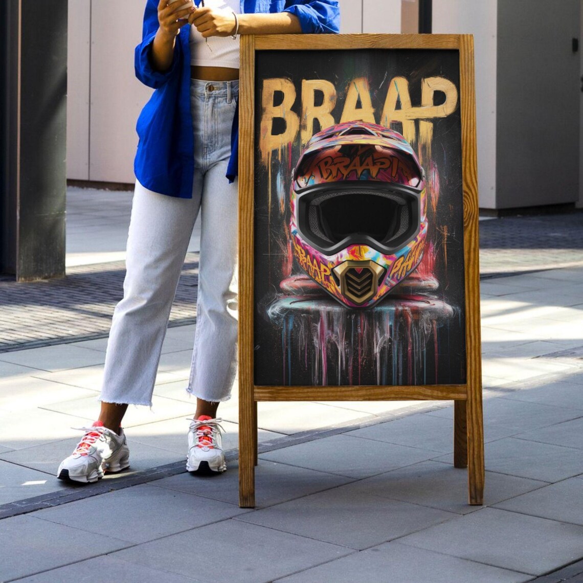 Braap Motocross Helmet Graffiti Colorful Dirt Bike Art Poster - Image 3