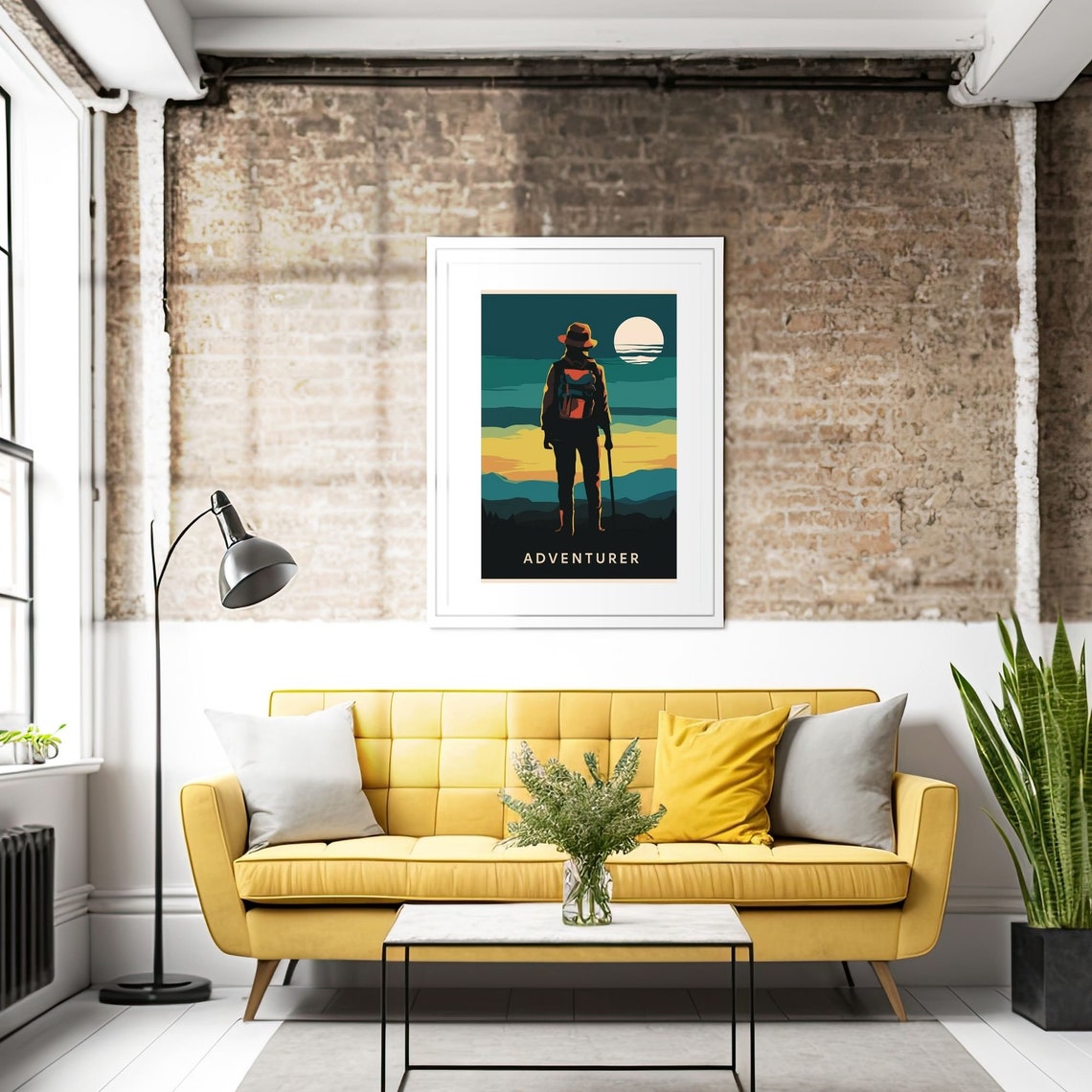 Adventurer Print Art Trendy Mountain Print Vintage Hiking Decor Wilderness Poster Adventure Art Print Retro Hiking Wall Art - Image 2