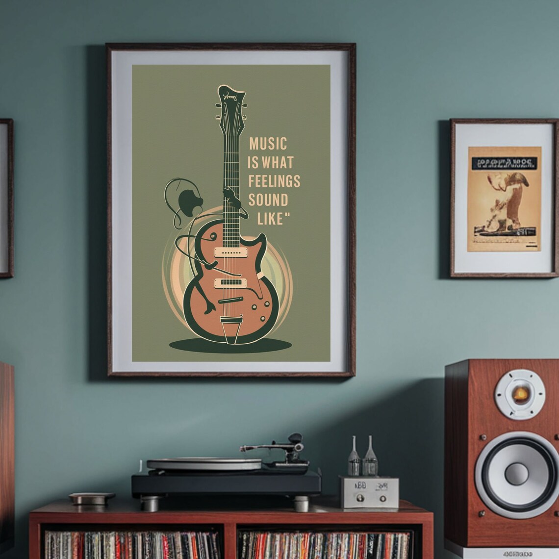 Vintage Guitar Music Is What Feelings Sound Like Quote Poster - Image 4