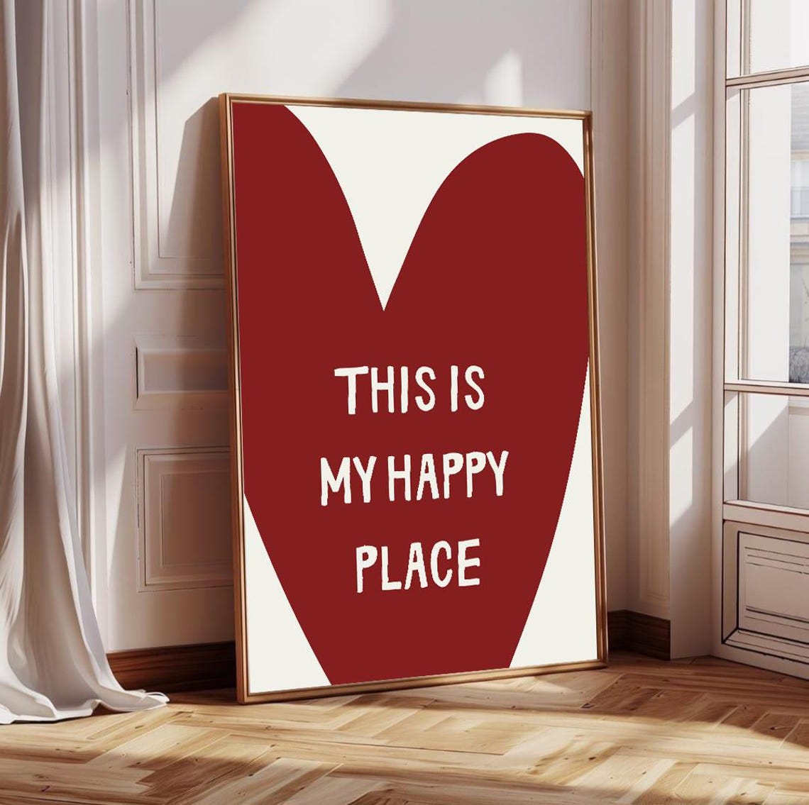 This Is My Happy Place Big Red Heart Typography Wall Decor Poster