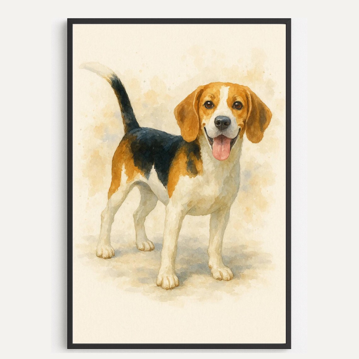 Beagle Watercolor Dog Art Print, Cute Home Decor
