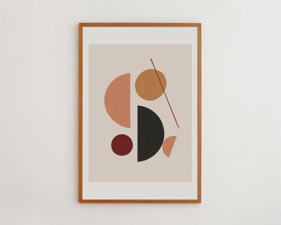Geometric Abstract Art Print Neutral Tone Bohemian Wall Decor