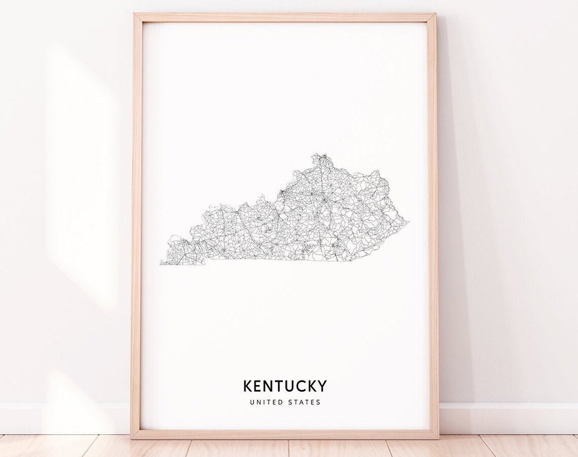 Kentucky Map Print, Modern Office Wall Art