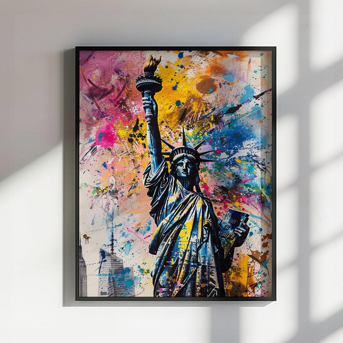 Statue Of Liberty New York City Poster Print Street Art Graffiti Painting Paint Splash Cityscape Abstract Travel Gift Manhattan America Usa