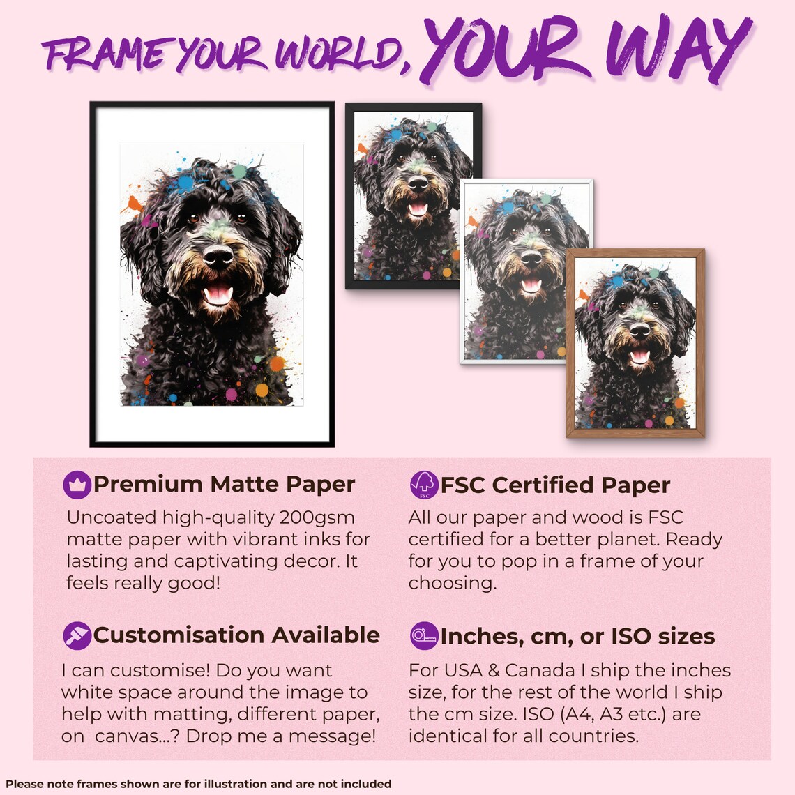 Black Cockapoo Watercolor Dog Art Print, Abstract - Image 2