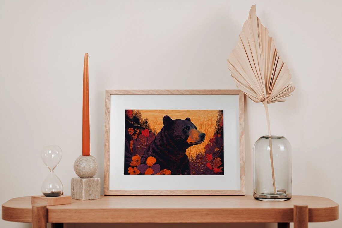 Black Bear Rustic Cabin Decor Art Print - Image 3