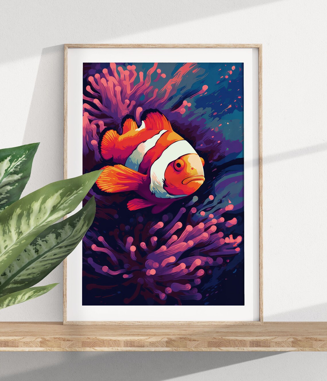 Clown Fish Anemone Poster Airbnb Interior Decor Modern Chic Decor Tropical Wall Art - Image 2