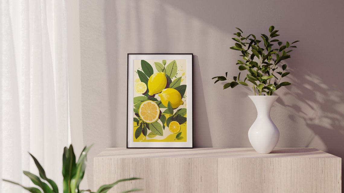 Sunny Lemon Citrus Still Life With Sliced Lemons Bright Art Poster - Image 2