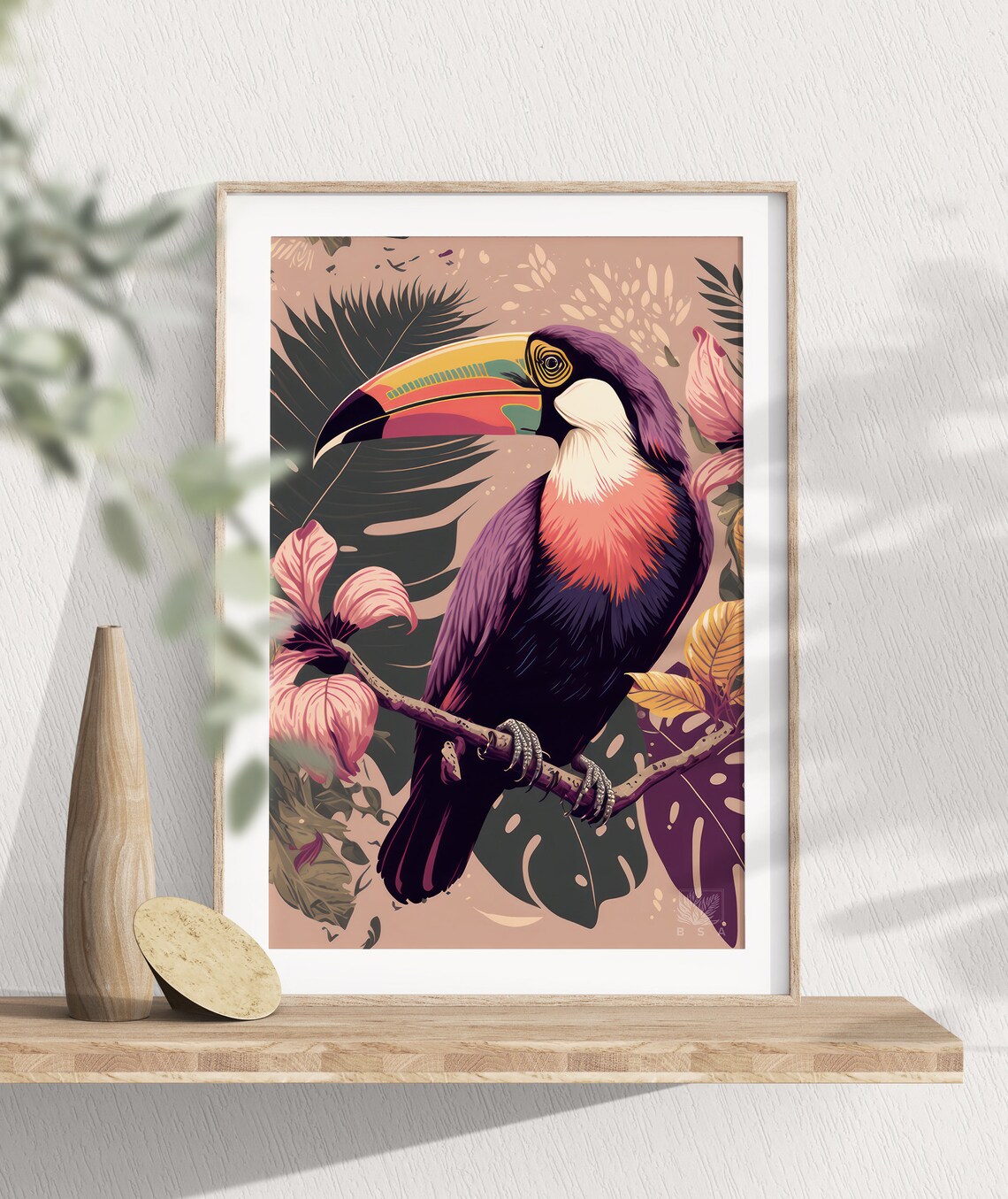 Colorful Toucan Tropical Bird Among Lush Leaves Artwork Poster