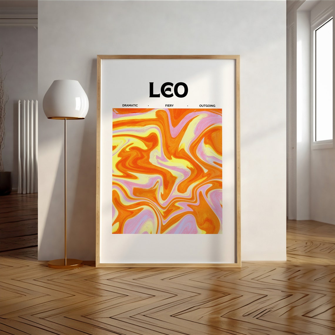 Leo Zodiac Sign Orange Aura Marble Gradient Astrology Poster