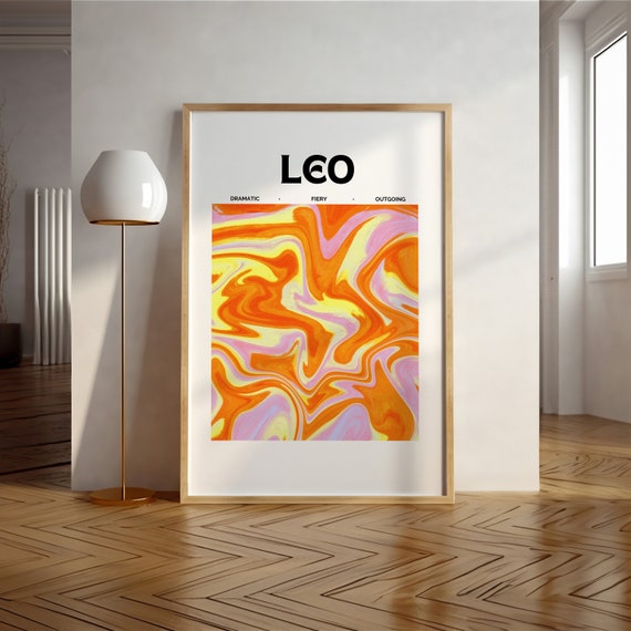 Leo Zodiac Sign Aura Gradient Poster Astrology Charm Room Decor Wall Art Star Sign Abstract Astrology Leo Sign Wall Print