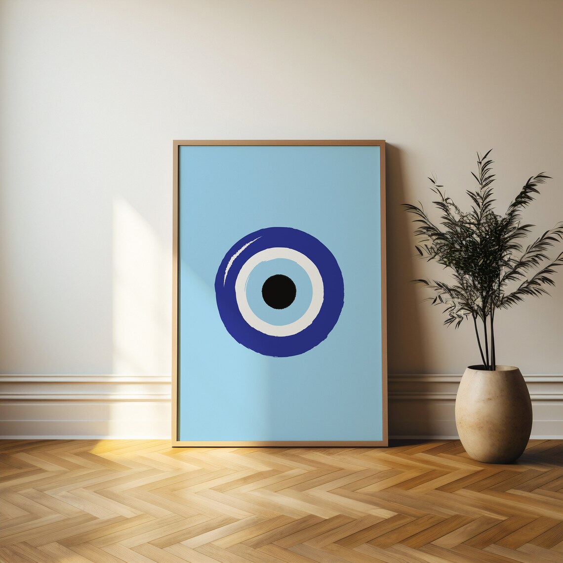 Minimalist Blue Evil Eye Symbol Nazar Protection Modern Poster - Image 2