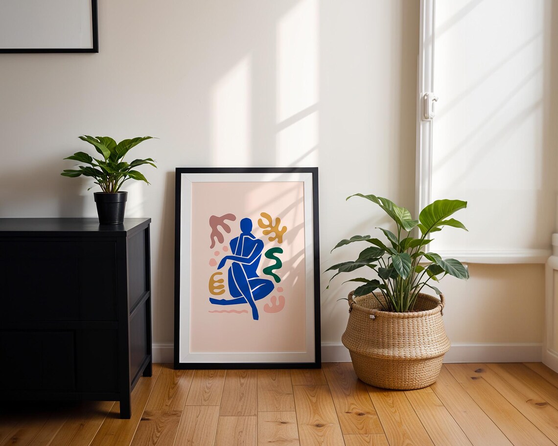 Blue Seated Figure Abstract Matisse Style Modern Gallery Poster - Image 3