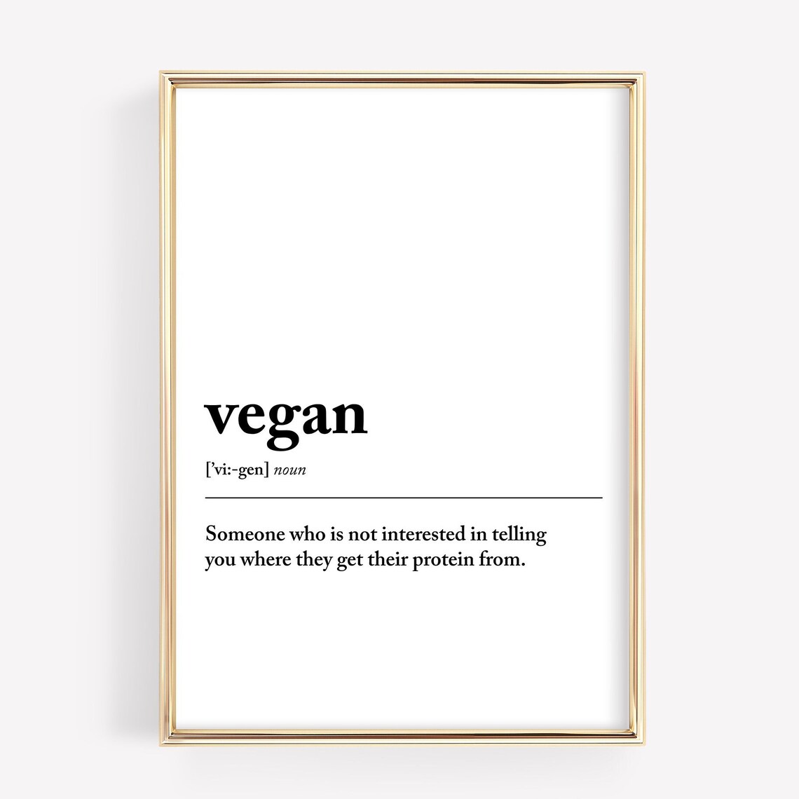 Vegan Definition Funny Quote, Minimalist Typography Poster