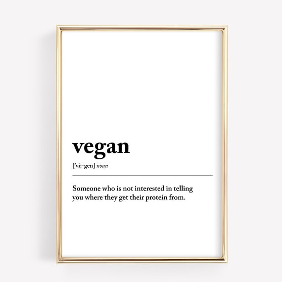 Vegan Definition Funny Quote, Minimalist Typography Poster