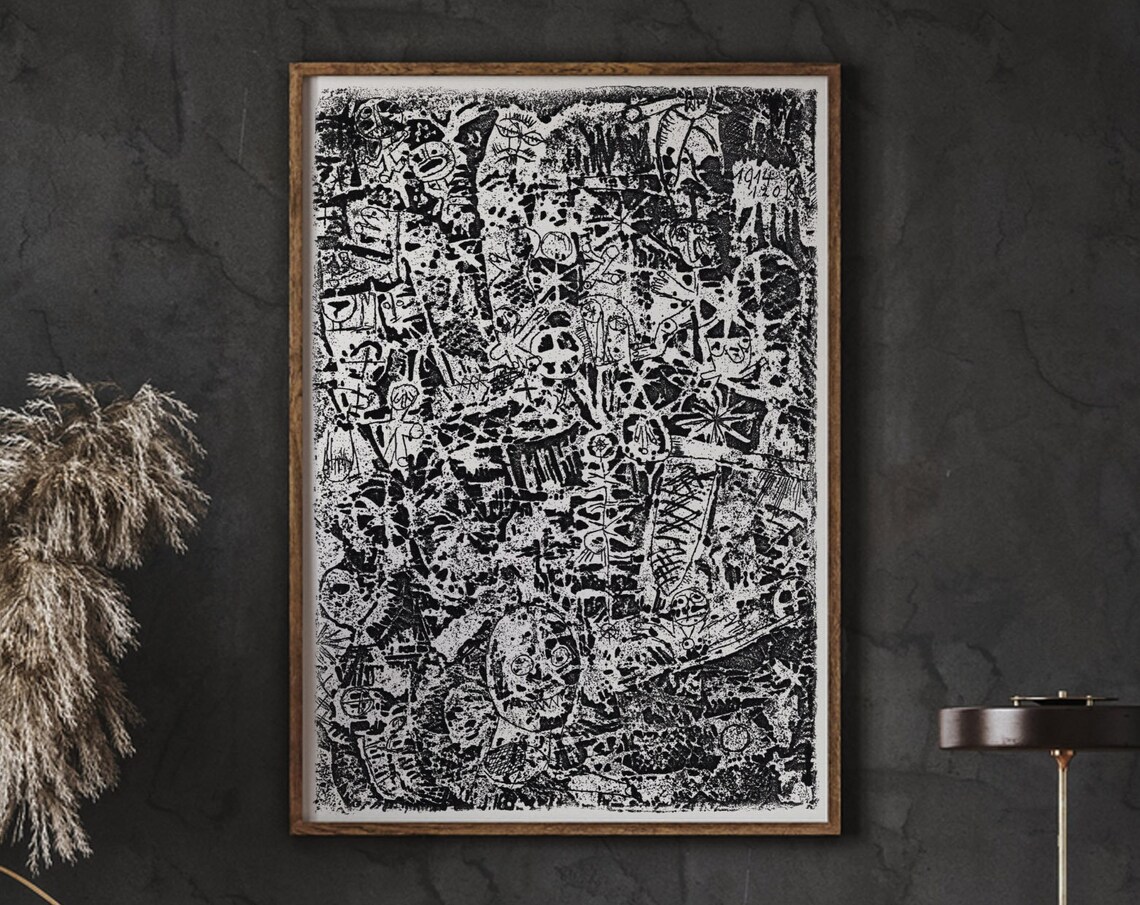 Paul Klee Small World 1914 Black White Etching Style Abstract Art Poster