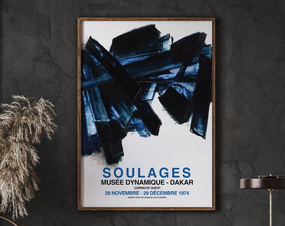 Soulages Exhibition Poster Blue Colors Abstract Gallery Wall Prints Instant