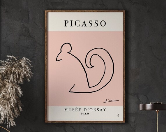 Picasso Squirrel One Line Print Musee Dorsay Paris Blush Minimal Art