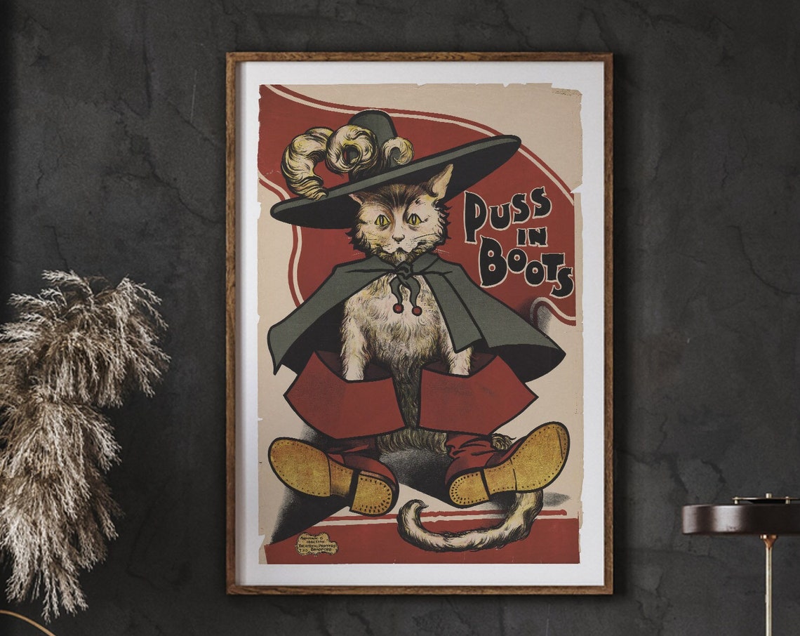 Cat Puss In Boots Vintage Poster Repro Theater Show Popculture Theme Posters Instant