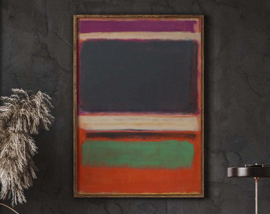 Mark Rothko Style Dark Gray Green Red Abstract Color Field Poster