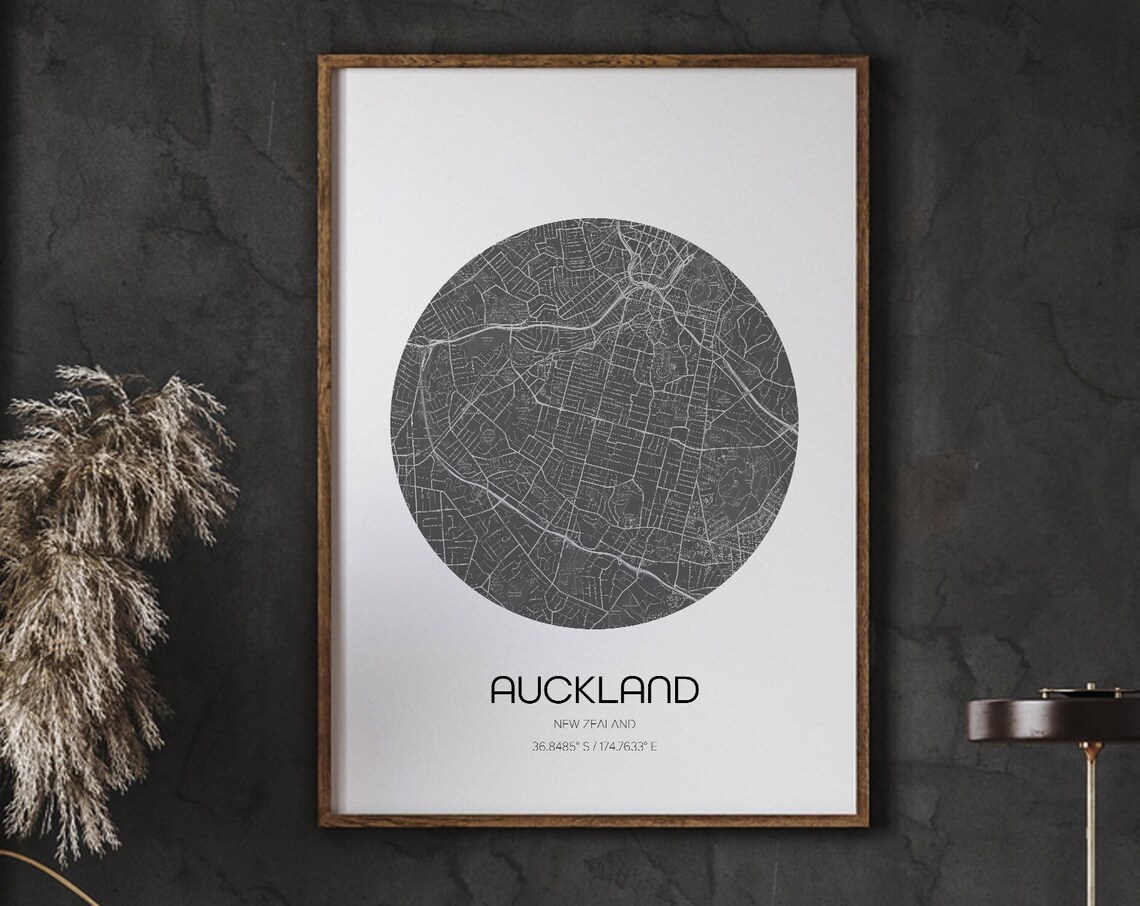 Auckland Map Prints, Modern City Map Art