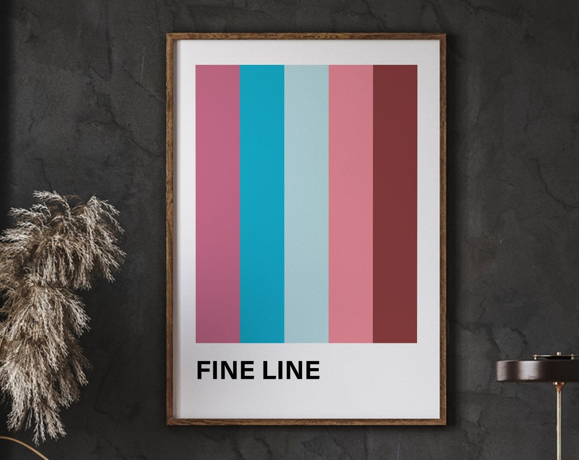 Fine Line Five Stripe Color Block Bold Modern Abstract Poster