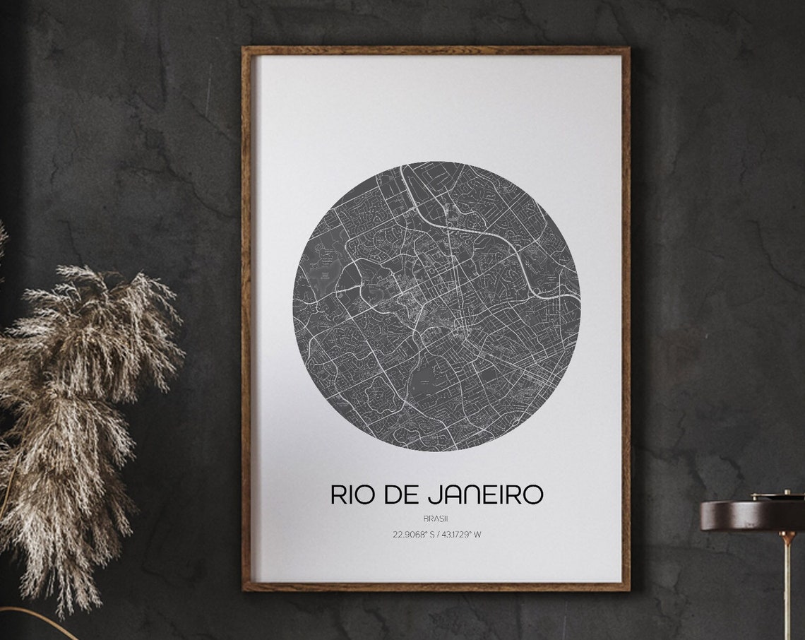 Rio De Janeiro Map, Modern Decor